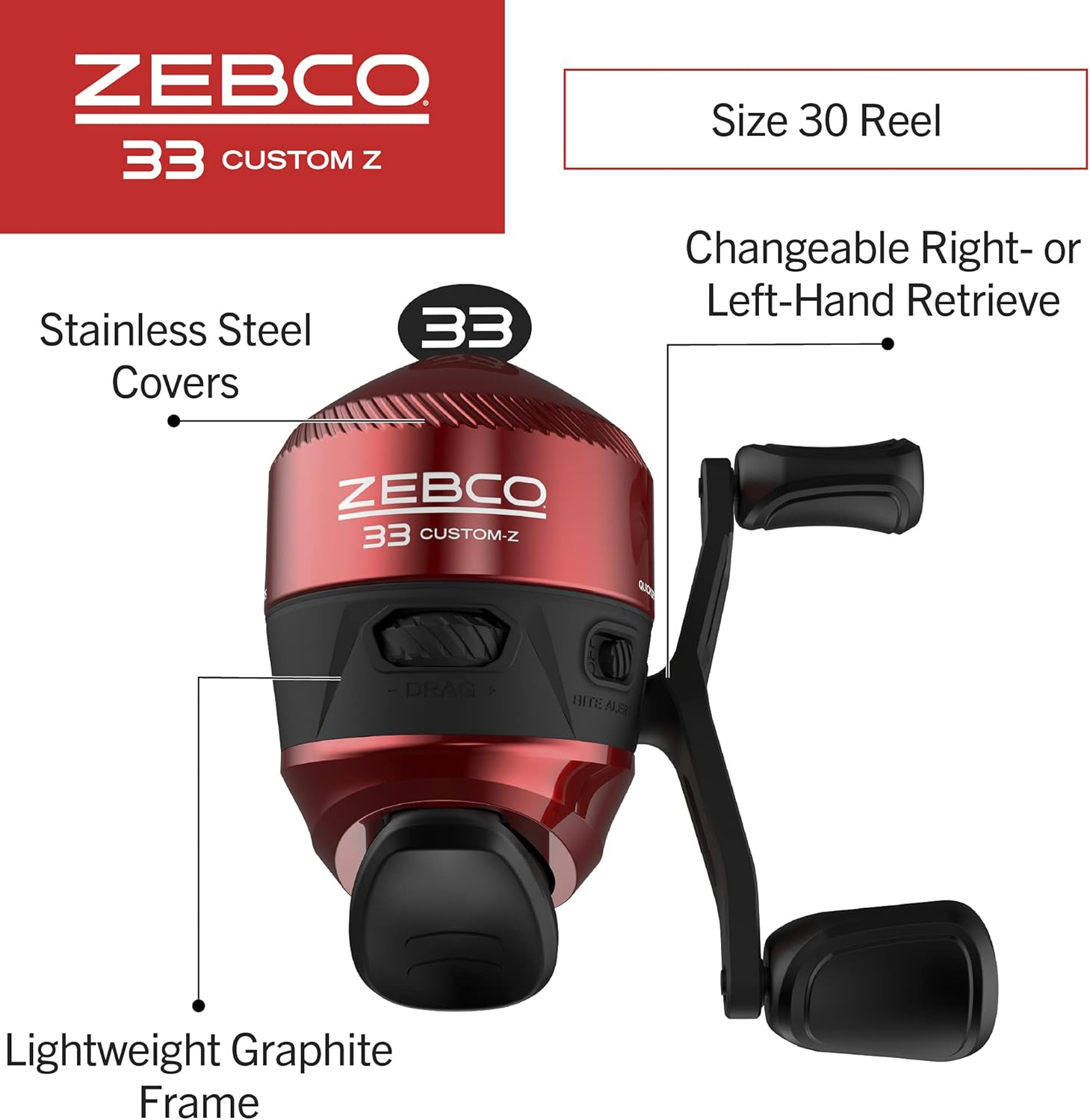 Zebco 33 Custom-Z Spincast Reel and 2-Piece Fishing Rod Combo, 6-Foot Fiberglass Rod with Split-Grip EVA Handle, Quickset Anti-Reverse Fishing Reel with Bite Alert - Image 3