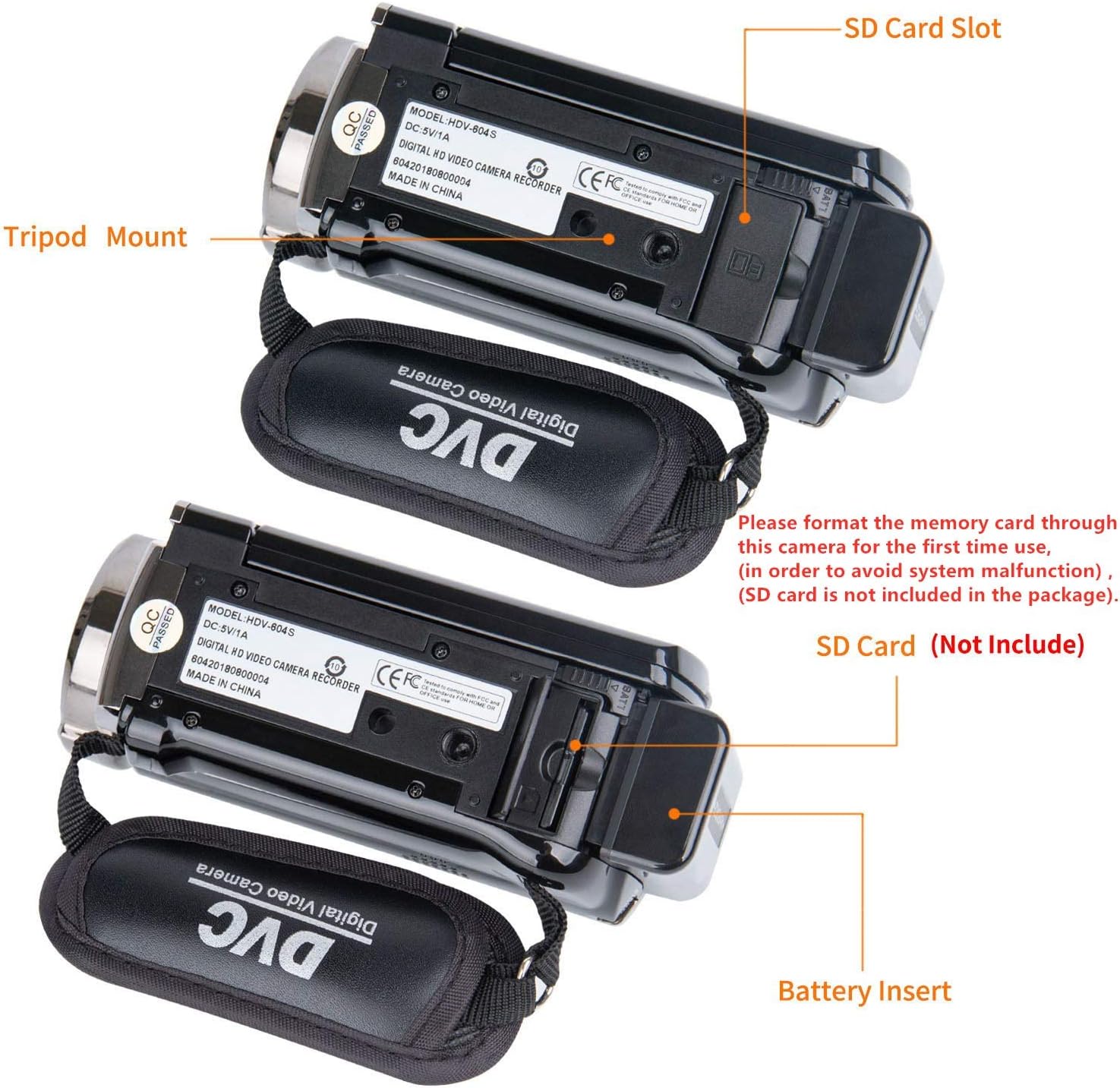 Video Camera Camcorder Digital Camera Recorder Full HD 1080P 15FPS 24MP 3.0 Inch 270 Degree Rotation LCD 16X Zoom Camcorder with 2 Batteries(604s) - Image 3