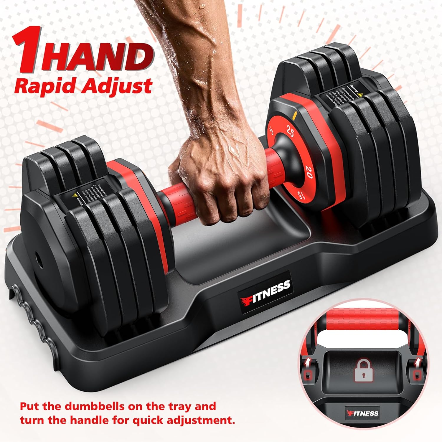 Adjustable Dumbbells Set of 2, 1 Hand Adjustable Weights Dumbbells Set, 5 in 1/10 in 1 Free Dumbbell with Anti-Slip Texture Handle, 25/55/80lb Pair Weight Set For Home Gym Suit both Men and Women - Image 4