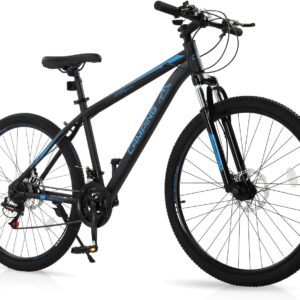 26/27.5″ Mountain Bike 21 Speed Bikes for Adults, Men & Women Mountain Bike with High Carbon Steel Frame, All-Terrain Tires, Double Disc Brake and Suspension Fork