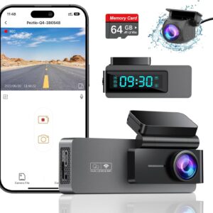 Dash Cam Front and Rear 4K+1080P, Free 64GB Card, Built-in WiFi, Dash Camera for Cars, Car Camera, Dual Dashcams for Cars with Night Vision, 24 Hours Parking Monitor, Loop Recording