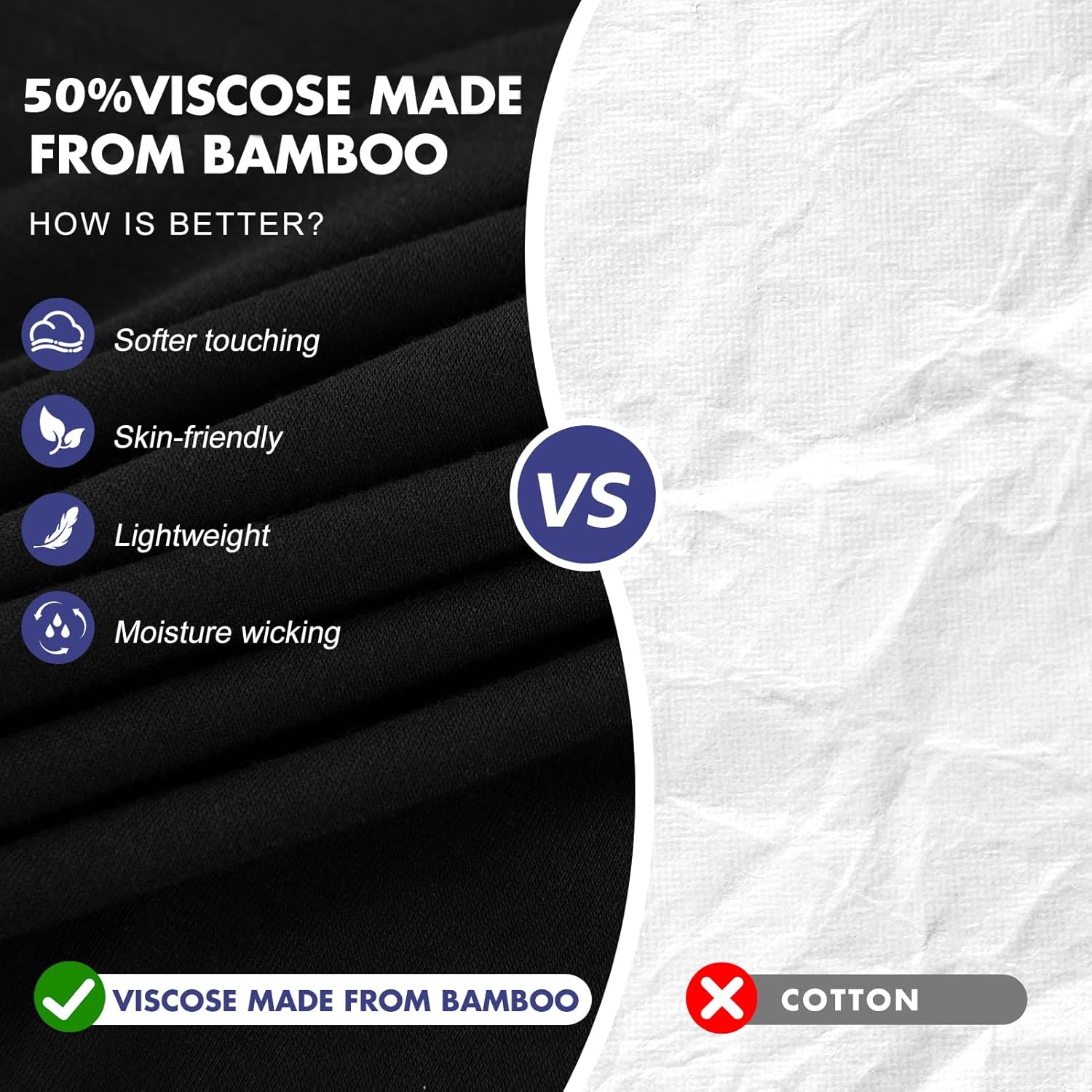 BAMBOO COOL Men's Undershirts Moisture-Wicking Crewneck T Shirts, Breathable Stretch Soft Tees for Men, 3 or 6 Pack - Image 2