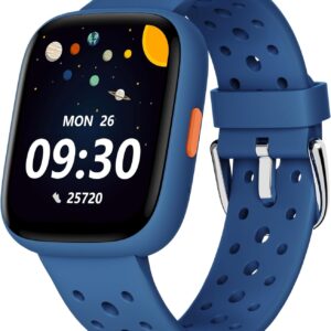 BIGGERFIVE Smart Watch for Kids No APP No Phone Needed, 1.8″ Fitness Tracker Watch Pedometer, Heart Rate, Sleep Monitor, IP68 Waterproof, Step Counter, Puzzle Games for Girls Boys Teens 5-16, Blue