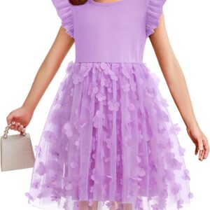Flypigs Toddler Tutu Dress Girls Ruffle Tulle Dresses Cute Summer Party Princess Sundress for 2-7Y