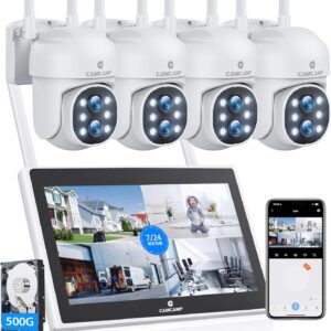 Camcamp Wireless Security Camera System with Monitor,10x Zoom 5MP Dual Lens Security Camera Outdoor with Night Vision,Motion Detection,Expandable 10CH 4K NVR.for Home Surveillance Kits Indoor/Outdoor