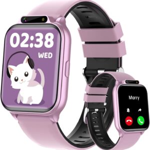 Smart Watch for Kids, 1.85″ Fitness Tracker with Heart Rate, Sleep Monitor, IP68 Waterproof Smartwatches with Video Music, Pedometer, Game, NO APP/Phone, Gift for Boys Girls. (Classic, Pink)