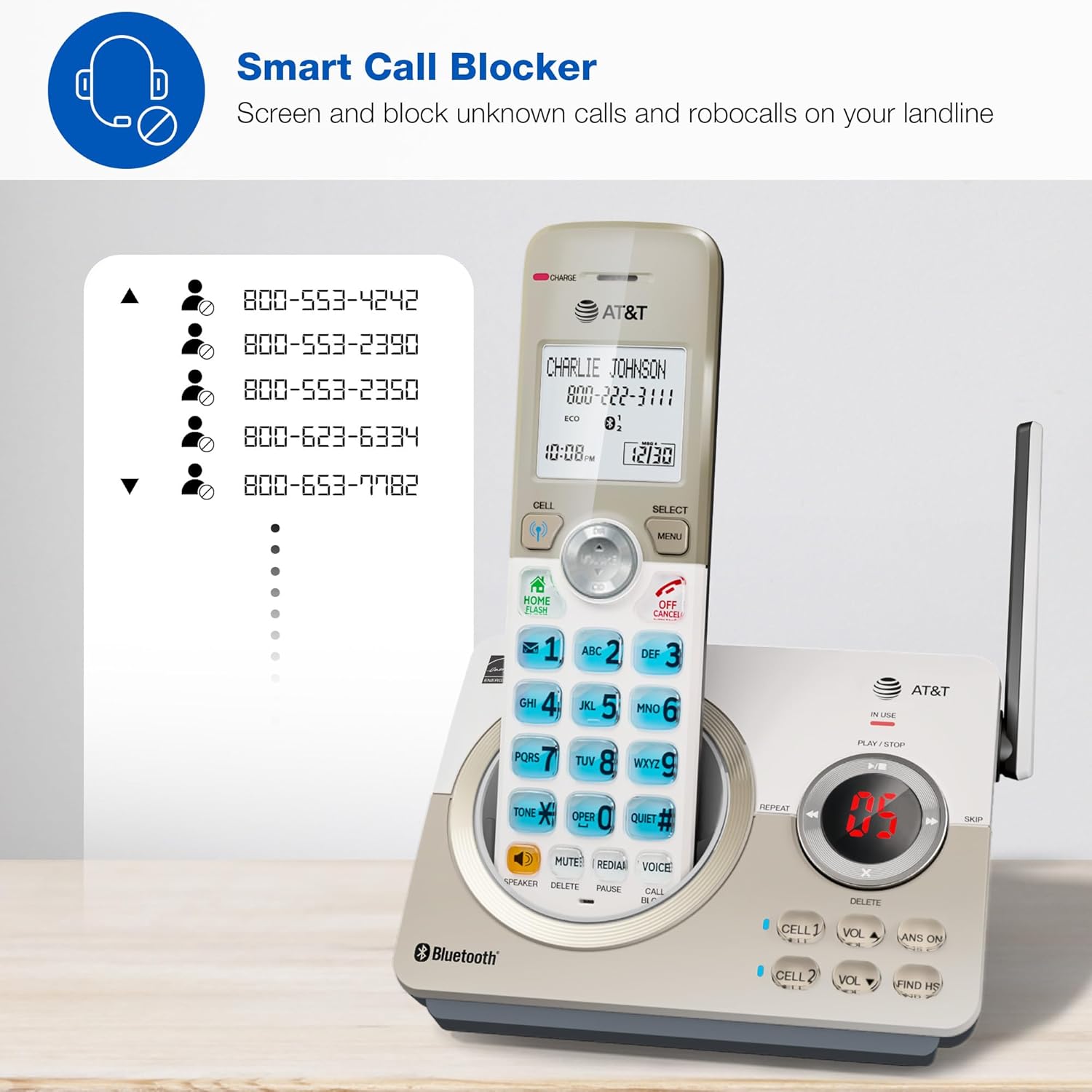 AT&T DL72319 DECT 6.0 3-Handset Cordless Phone for Home with Connect to Cell, Call Blocking, 1.8" Backlit Screen, Big Buttons, intercom, and Unsurpassed Range - Image 2