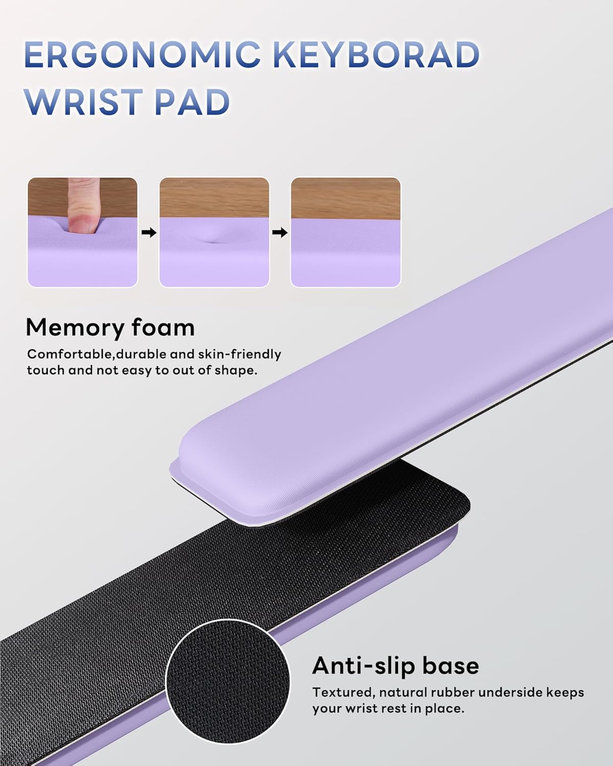 Computer Keyboard Stand for Desktop, Keyboard Wrist Rest Holder Stand for Easy Typing with Wrist Pad for Office Desk, Home, School(Purple) - Image 6