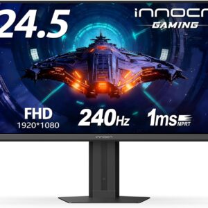 INNOCN 24.5″ Monitor 1920 x 1080p 240Hz 1ms Gaming PC Computer IPS Display HDR400 HDMI, DisplayPort, Height/Pivot Adjustable Stand, Mountable, Black – 25G2H Plus