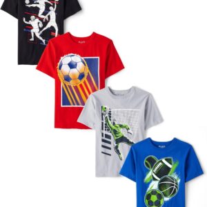 The Children’s Place Boys Sports Short Sleeve Graphic T-Shirts, Multipacks