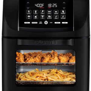 Gourmia Air Fryer – 14 Qt All-in-One Oven with Rotisserie, Digital Display with 12 Presets, Roast, Bake, Broil, Dehydrate, Dishwasher Safe Accessories, Black