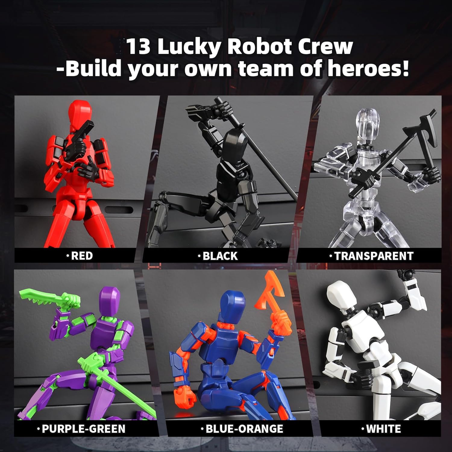 13 Action Figure Set, 6PCS T-Robot 13 Action Figure Titan 13 3D Printed Toys Articulated, for Modeling Enthusiasts Etc Birthday Gifts & Children's Day Gifts for Kids 5-8 Years Old(Assembly Required) - Image 3