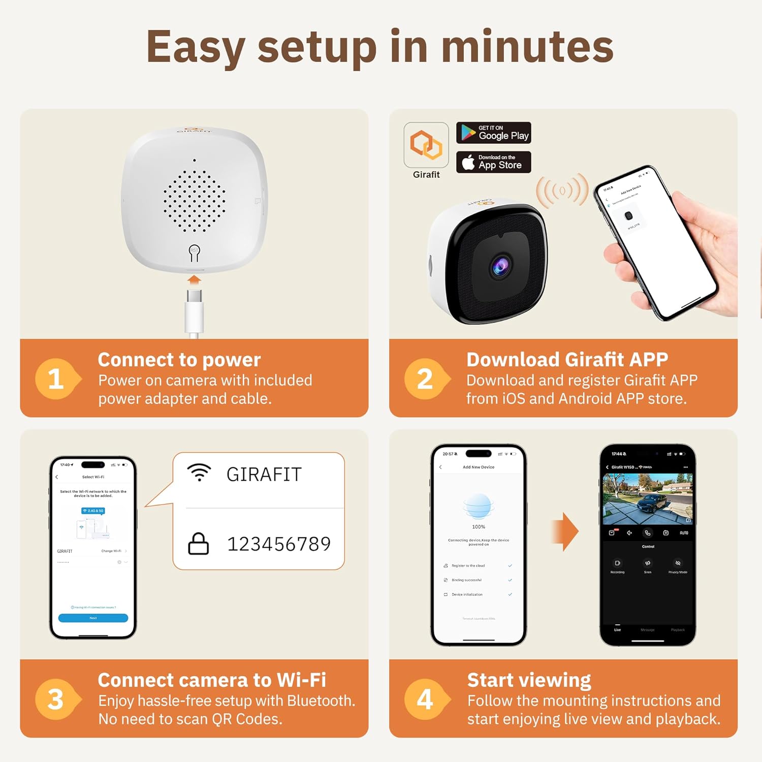 Girafit 3MP 2K Window Camera,2.4GHz&5GHz WiFi Indoor Cameras for Home Security 2 Pack with ChroMax Al Color Night Vision,Person & Motion Detection,24/7 Recording,Easy&Quick Install - Image 9