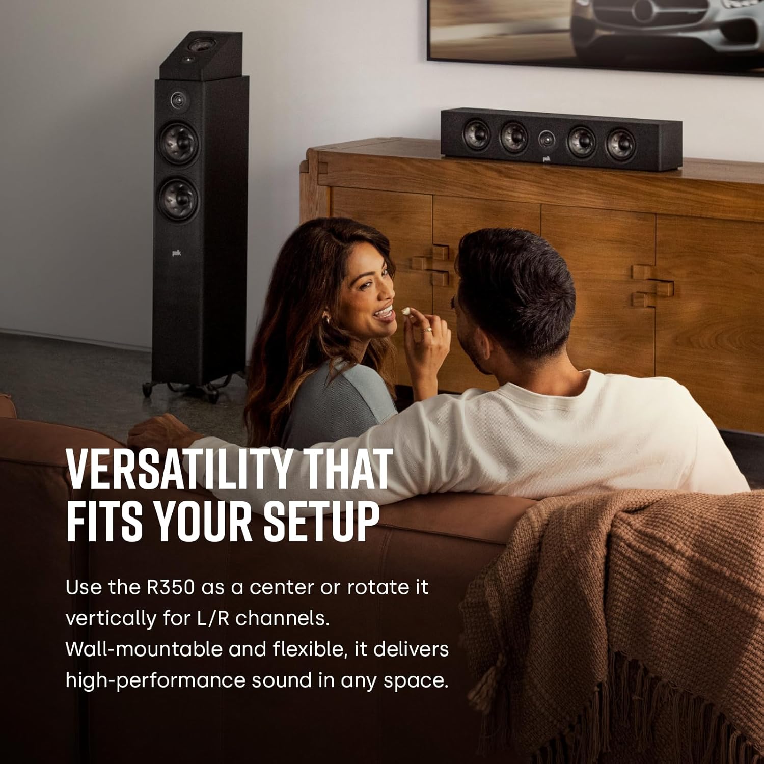Polk Audio Reserve Series R350 Slim Center Channel Loudspeaker, Doubles as L/R Surround Speaker, 1" Pinnacle Tweeter & Four 4" Turbine Woofers, Dolby Atmos & IMAX Enhanced, Home Stereo Speakers, Black - Image 2