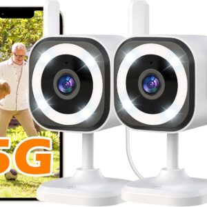 5G Outdoor/Indoor Camera for Home Security, 2K Baby Monitor Cameras for Bedroom/Elder/Dog/Pet Security Camera,3X Zoom, IP66 Waterproof,Night Vision, Two-Way Talk, SD/Cloud-2Pack