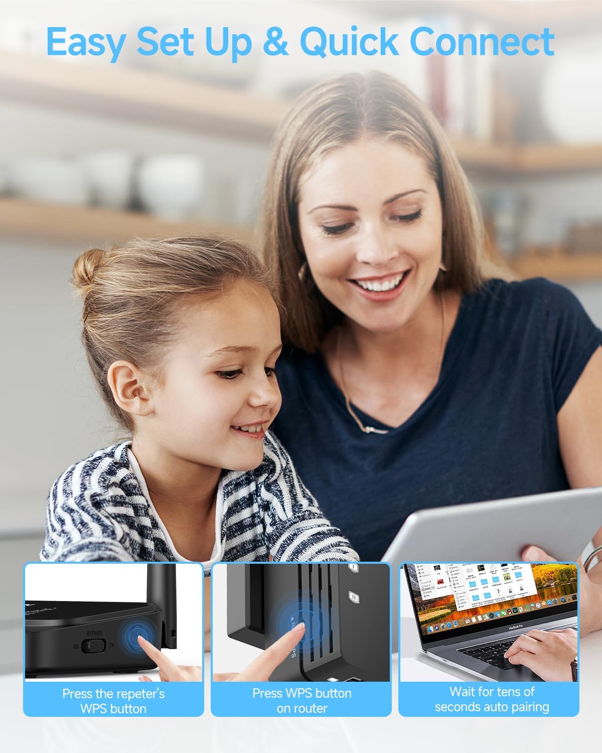 WiFi Extender Signal Booster for Home, WiFi Extender, Long Range up to 12880 Sq Ft and 105 Devices, Internet Extender WiFi Booster, WiFi Repeater with Ethernet Port, Signal Booster - Image 3