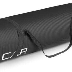 CAP Barbell 1/2-Inch High Density Exercise Yoga Mat with Strap | Multiple Options