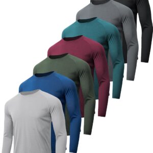 MLYENX 7 Pack Long Sleeve Shirts for Men UPF 50+ UV Sun Protection Quick Dry Moisture Wicking Workout Tee Shirts