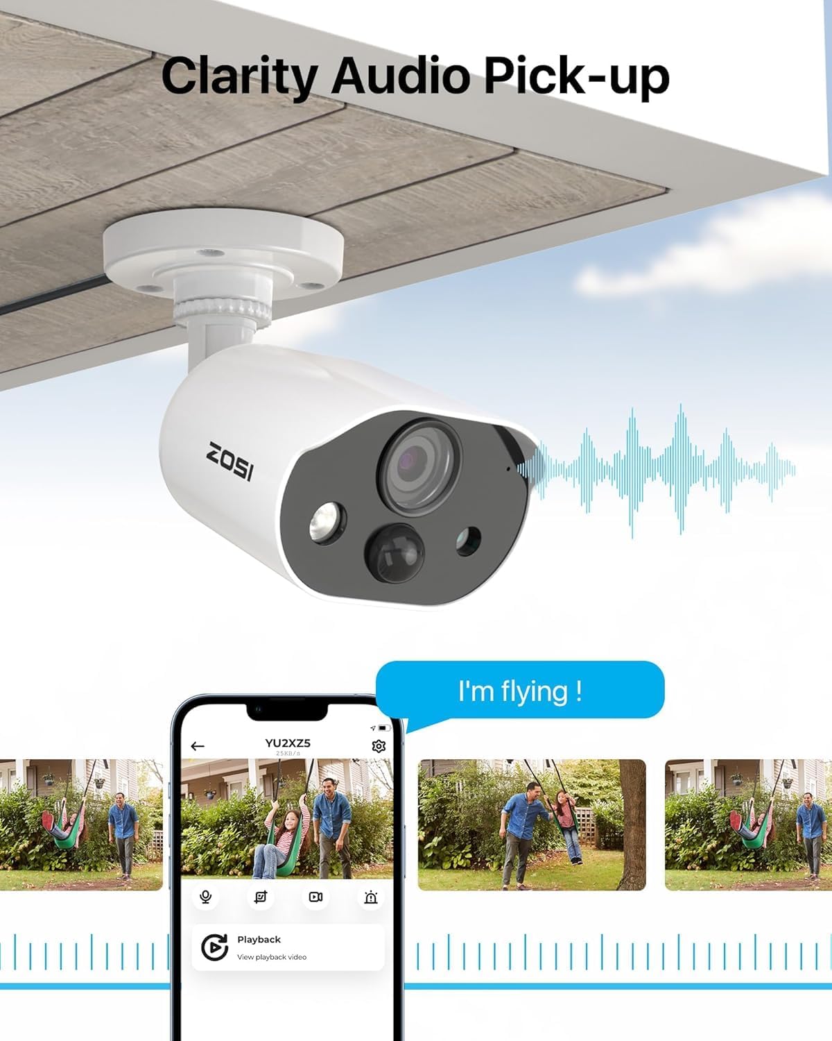 ZOSI 3K Lite Security Camera System with AI Human Vehicle Detection, 8Pcs 1920TVL 2MP Home CCTV Cameras Indoor Outdoor, Night Vision, One-Way Audio, H.265+ 8CH DVR with 1TB HDD for 24/7 Recording - Image 4