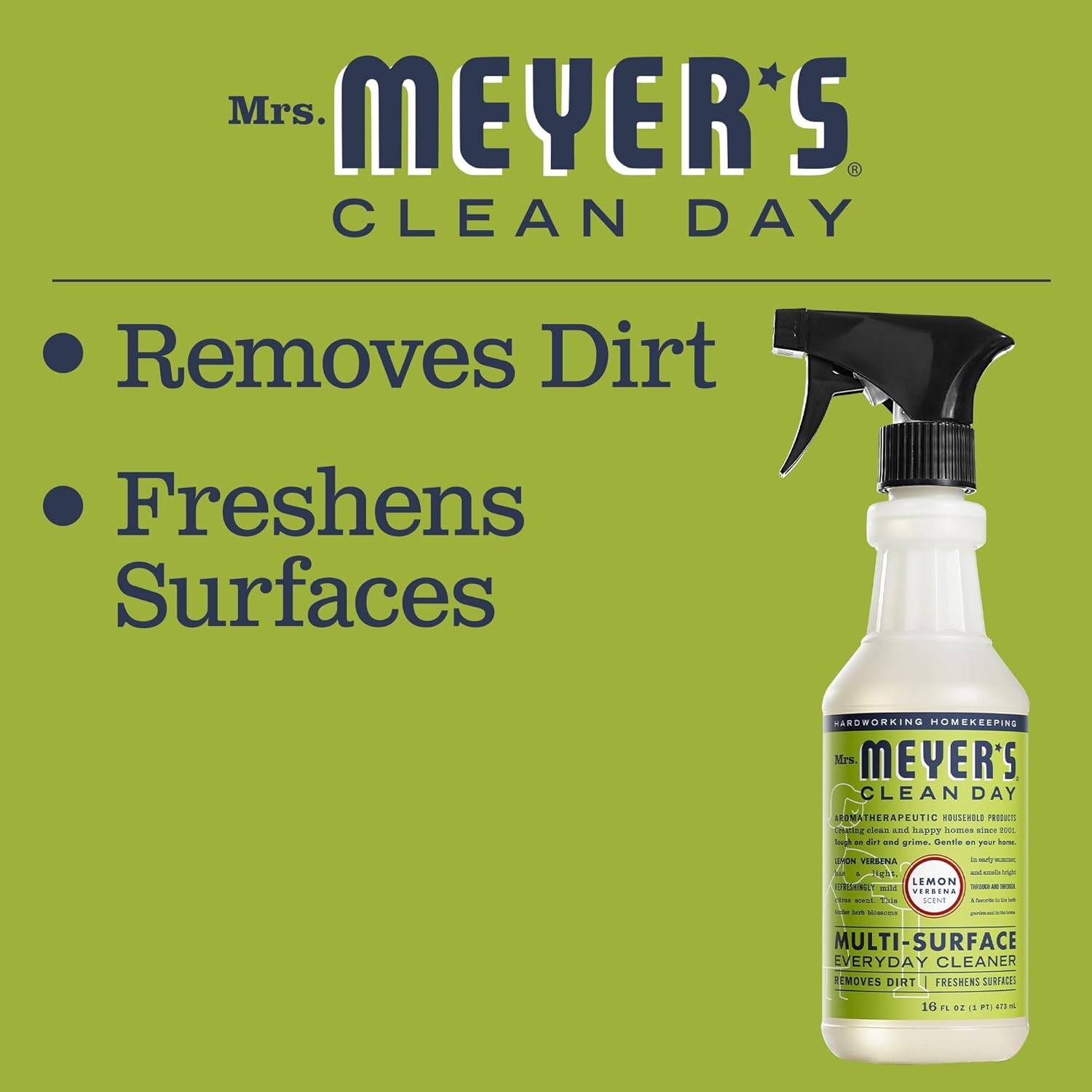 MRS. MEYER'S CLEAN DAY All-Purpose Cleaner Spray, Cruelty Free Formula, Lemon Verbena, 16 fl. oz - Pack of 3 - Image 4