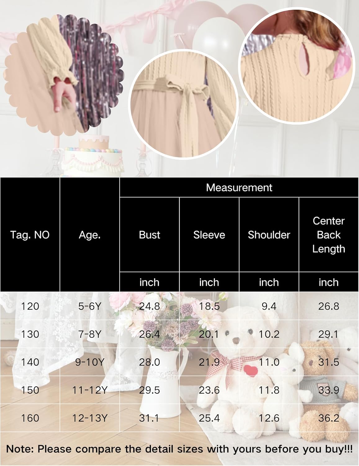 Arshiner Girls Tulle Dress Puff Long Sleeve Mock Neck Cable Knit Sweater Formal Casual Fall Winter Tutu Dresses with Belt - Image 6