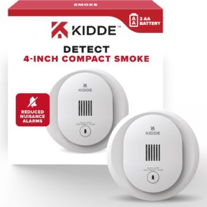 Kidde Smoke Detector, 4-Inch Compact, AA Battery Powered, 10SDR