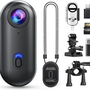 Z10 4K Action Camera, 128GB Wearable Sports Camera with Waterproof Case, Magnetic Clip, and Quick-Mount Accessories, Small Body Cam for Cycling, Diving, Travel (No WiFi No Bluetooth
