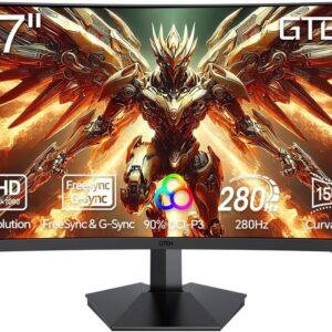 GTek 27 Inch Curved 280Hz 240Hz Gaming Monitor FHD 1080P, 1500R Curve Computer Monitor, 1920 x 1080P, VA 1ms MPRT,FreeSync, DisplayPort/HDMI, for Gaming, Streaming & Home Office