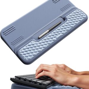 Vaydeer Wrist Rest with Keyboard Stand, Computer Wrist Support Pad, Ergonomic Keyboard Riser Holder Lift Tray with Wrist Pad, Soft Memory Foam Desk Cushion, Palm Hand Typing for Office Home Gift-Blue