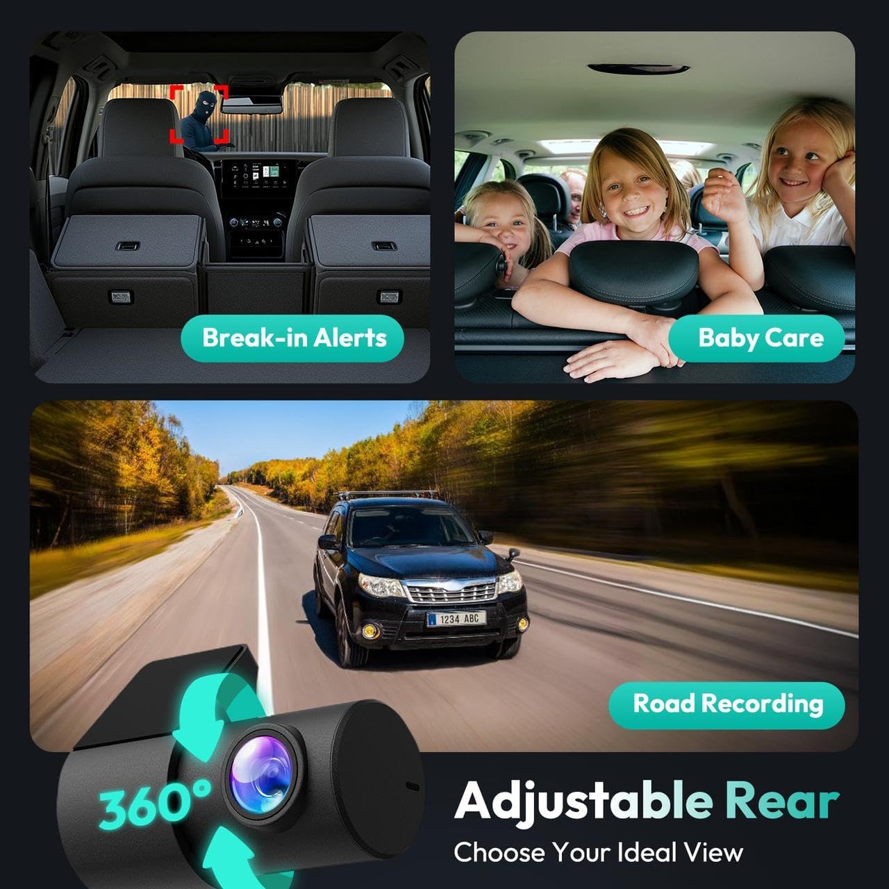 BOTSLAB 4K Dash Cam Front and Rear, 170° Ultra Wide 4K+2K Dashcam with ADAS, Night Vision, 24/7 Parking Mode, Sony STARVIS Sensor, WDR, Free 64GB SD Card, 5.8GHz WiFi, Built-in GPS, Loop Recording - Image 8