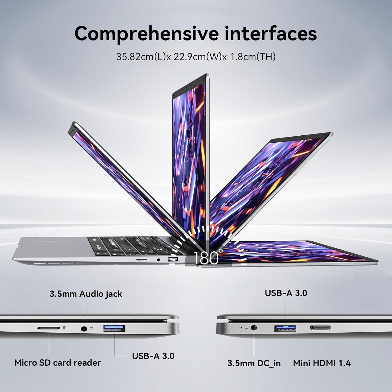 15.6" FHD Laptop, 12GB RAM 256GB SSD, Intel Celeron N4000, Win 11 Essential Laptop Computer for Student Online Class, Home, Netflix,Lightweight & Portable, Long Battery Life - Image 6