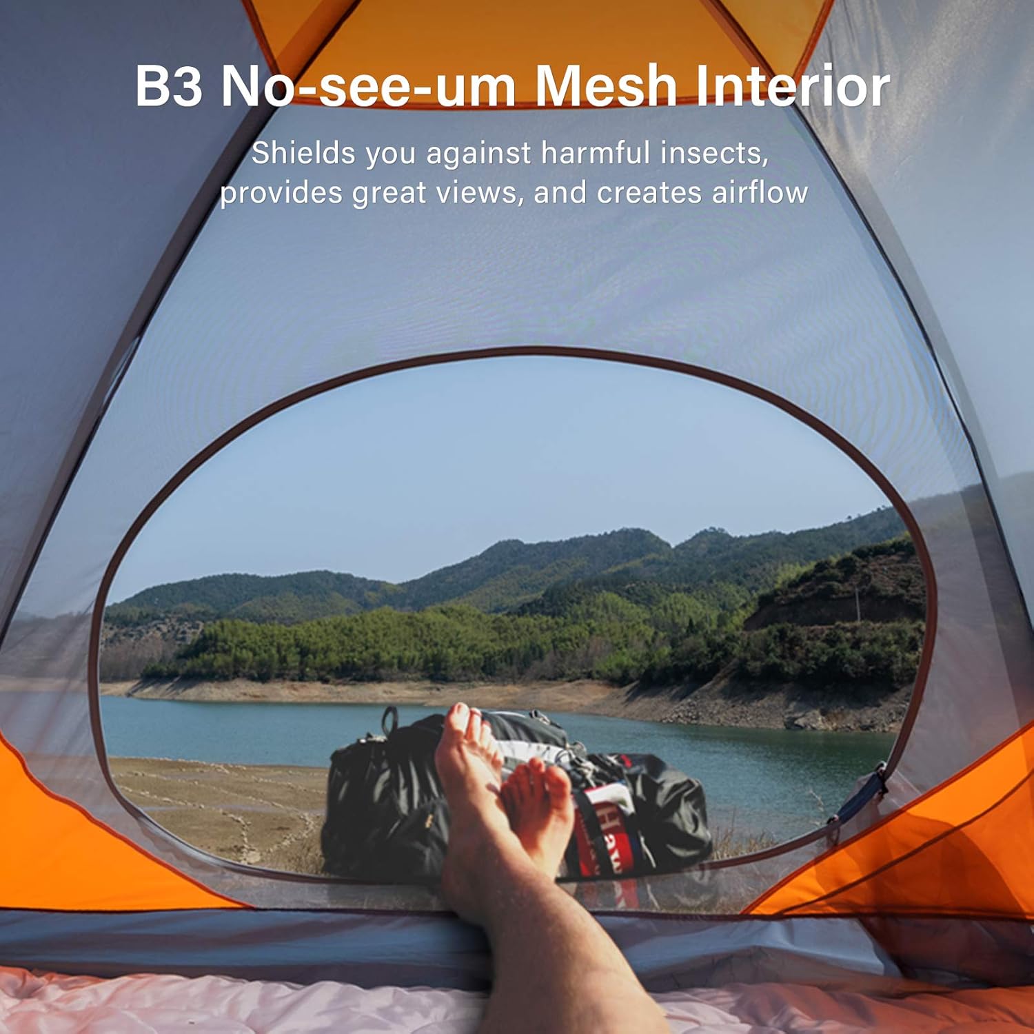 BISINNA 2/4 Person Camping Tent Lightweight Backpacking Tent Waterproof Windproof Two Doors Easy Setup Double Layer Outdoor Tents for Family Camping Hunting Hiking Mountaineering Travel - Image 4