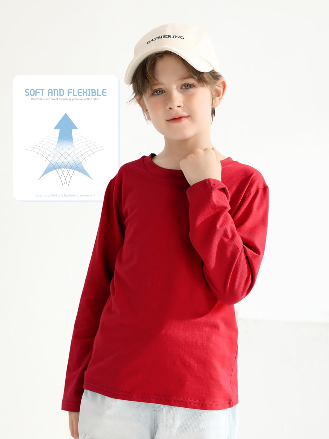 4 Pack Boys Long Sleeve Shirts Soft Cotton Basic Tees Youth Boys Long Sleeve T-Shirts Layering Shirts Tagless - Image 4