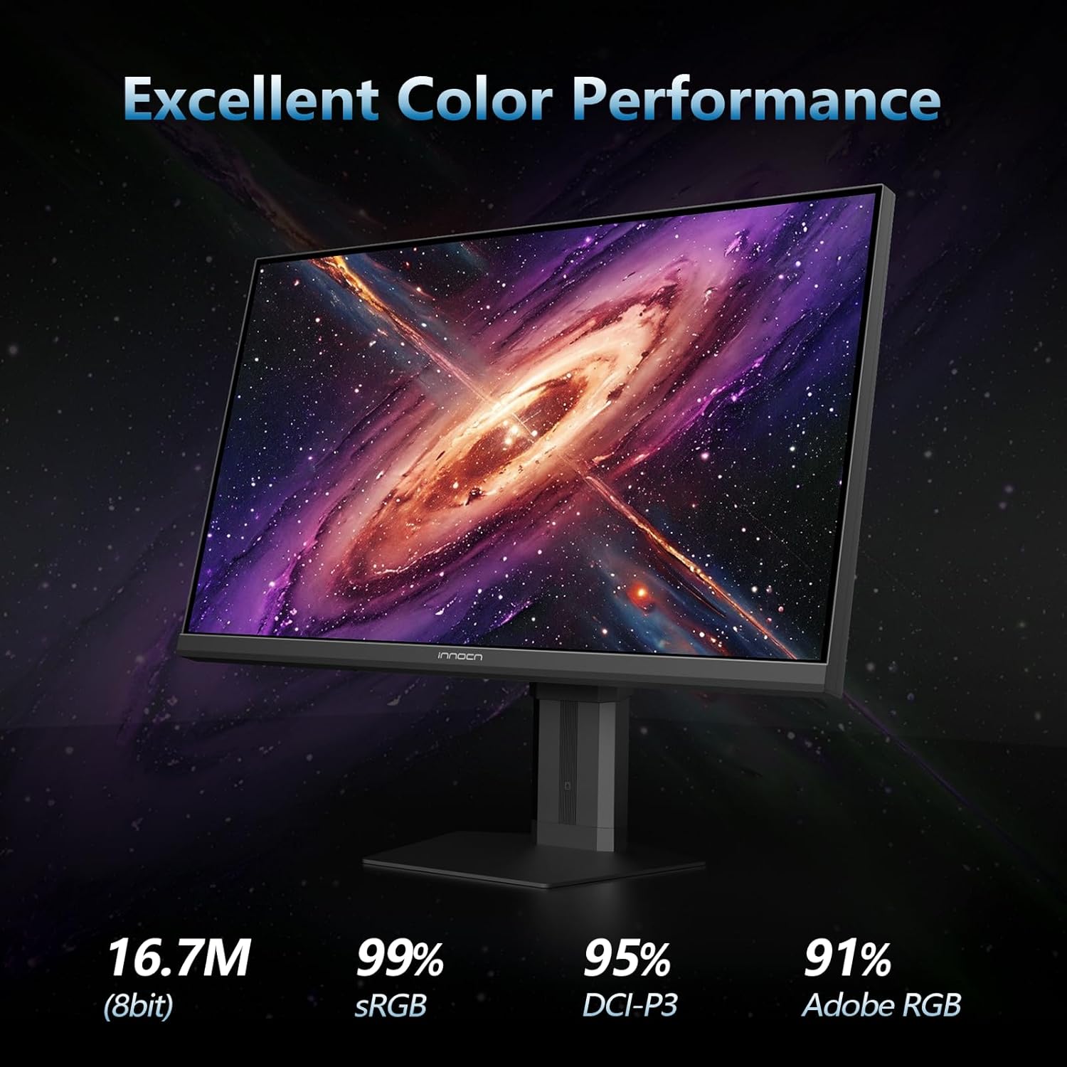 INNOCN 24.5" Monitor 1920 x 1080p 240Hz 1ms Gaming PC Computer IPS Display HDR400 HDMI, DisplayPort, Height/Pivot Adjustable Stand, Mountable, Black - 25G2H Plus - Image 4