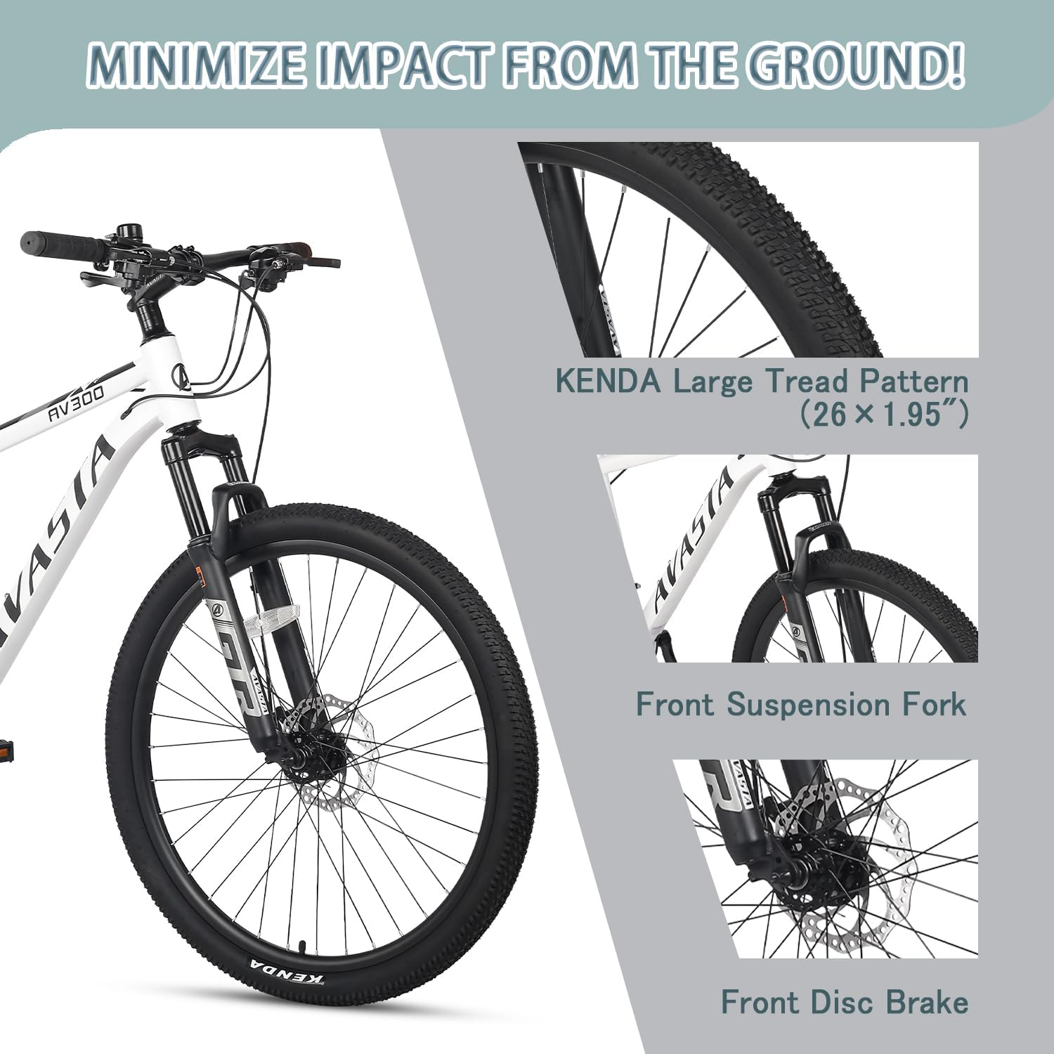 AVASTA AV300 26 27.5 inch Mountain Bike with 21-Speed,Aluminum Frame, Dual Disc Brake, Comfortable Saddle,Multiple Colors - Image 2