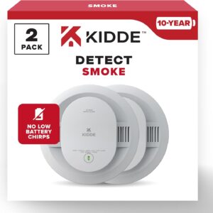 Kidde Smoke Detector, 10-Year Battery Powered, LED Warning Light Indicators, 20SD10, 2 Pack