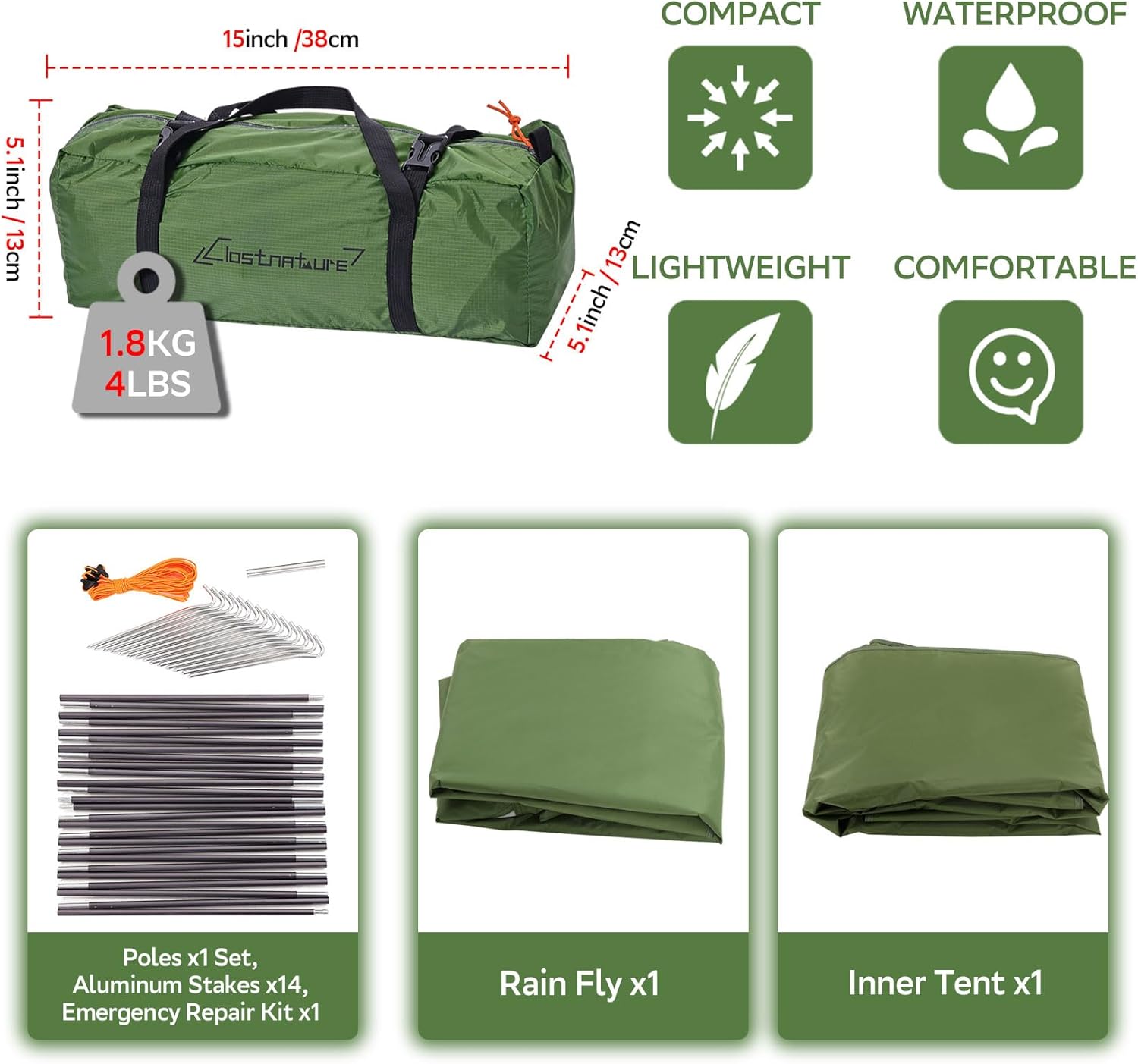 Clostnature Lightweight Tent for Backpacking - 1/2/3/4 Person Ultralight Backpacking Tent, Waterproof Easy Setup Camping Tent, Hiking Tent for Outdoor, Hiking and Mountaineering - Image 9