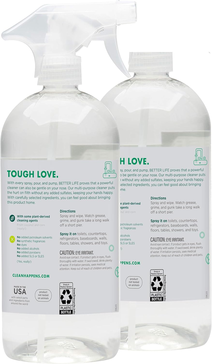 Better Life All Purpose Cleaner - Multipurpose Home and Kitchen Cleaning Spray for Glass, Countertops, Appliances, Upholstery & More - Multi-surface Spray Cleaner - 32oz (Pack of 2) Unscented - Image 2