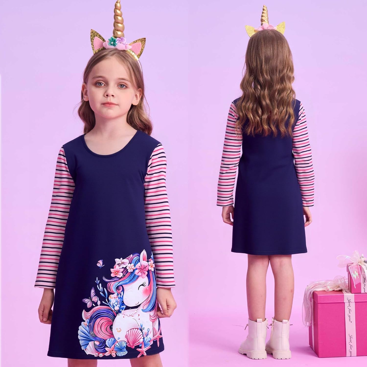 VIKITA Toddler Girls Dresses Winter Long Sleeve Girl Casual Clohtes for Kids 2-12 Years Xmas Gift - Image 5