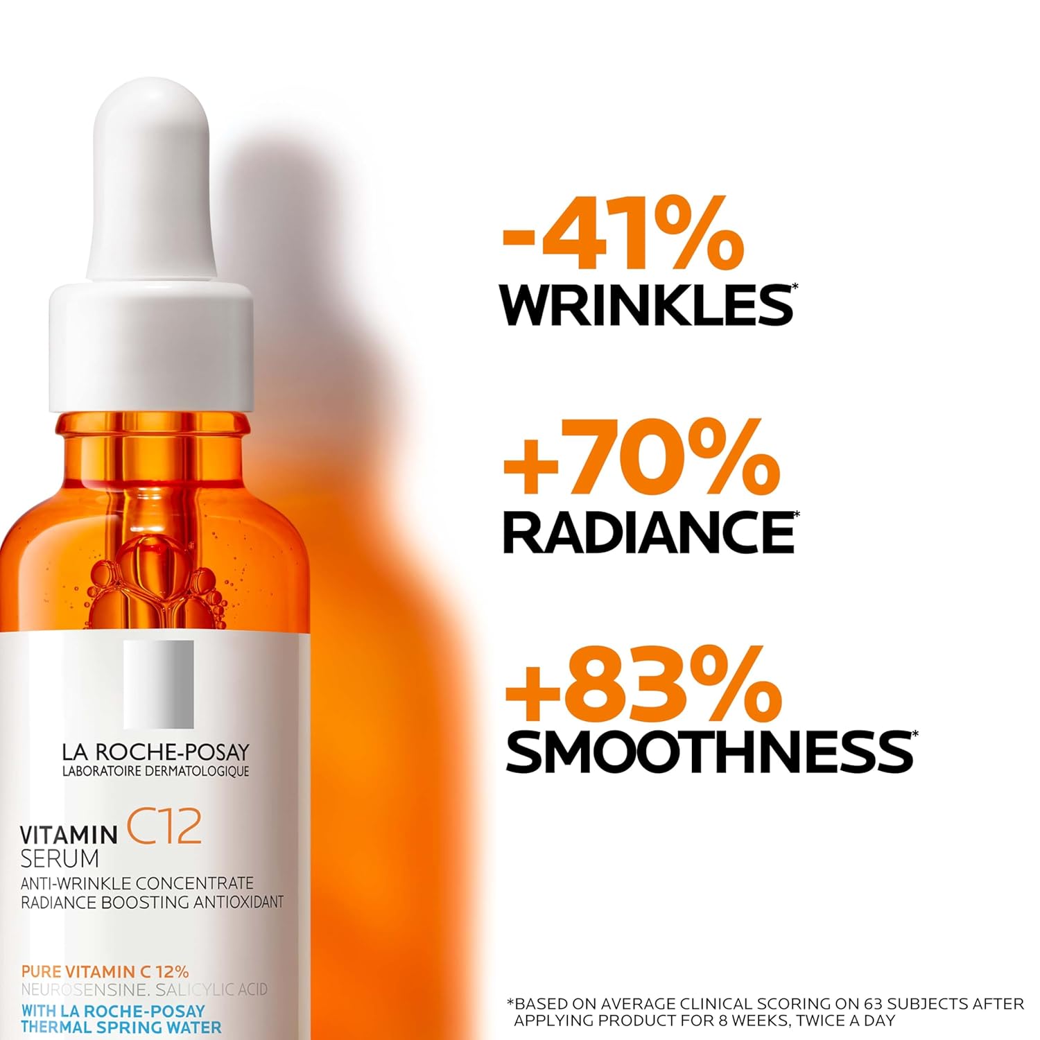 La Roche-Posay Pure 12% Vitamin C Serum For Face With Hyaluronic Acid & Salicylic Acid, Hydrating Face Serum, Boost Radiance & Reduce Wrinkles, 2 Formulas for Normal or Oily Skin Control - Image 6