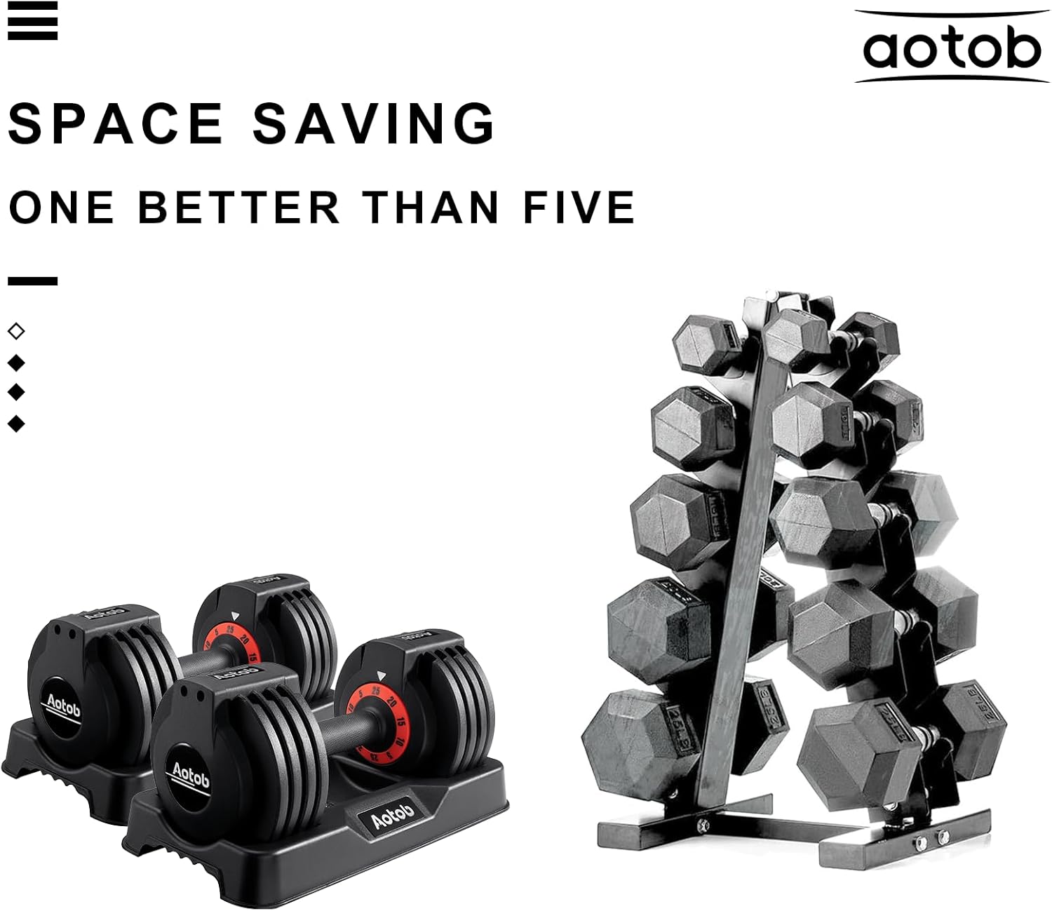 AOTOB 25/55 LBS Adjustable Dumbbell Set, Anti-Slip Fast Adjusting with Turning Handle, Adjustment for Men and Women, Weights Pair for Compact Home Gym Exercise Strength - Image 5