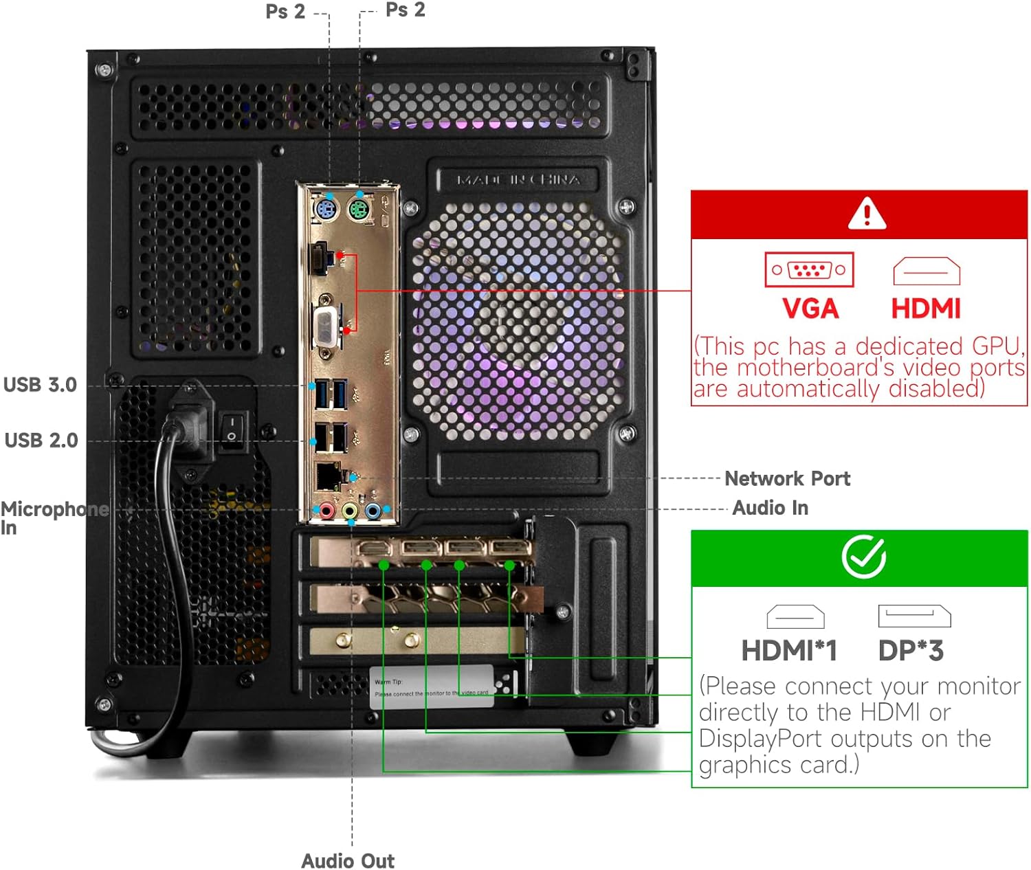Gaming PC Desktop Ryzen 7 5700X, GeForce RTX 5060, 32G DDR4 RAM, 1TB NVME SSD, Prebuilt Tower Computer for Gaming, Home and Office (Black) - Image 7
