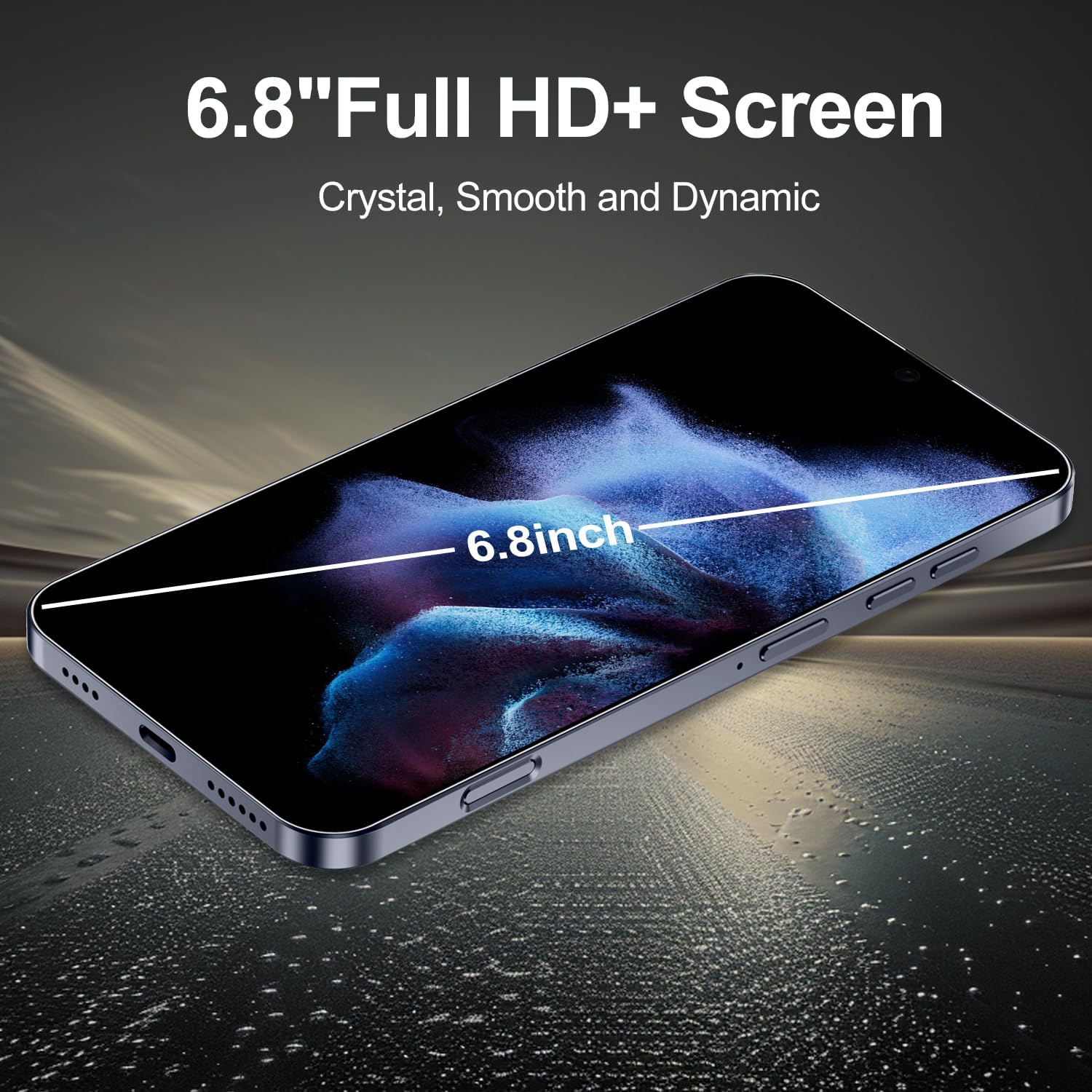 15ProMax 5G Unlocked Smartphone,16GB+512GB Fully Cell Phone for Android 14, 6.8" Unlocked Cell Phone, 6800mAh, 48MP+108MP Dual Camera/Dual SIM/Fingerprint Lock/Face (Dark Blue) - Image 5