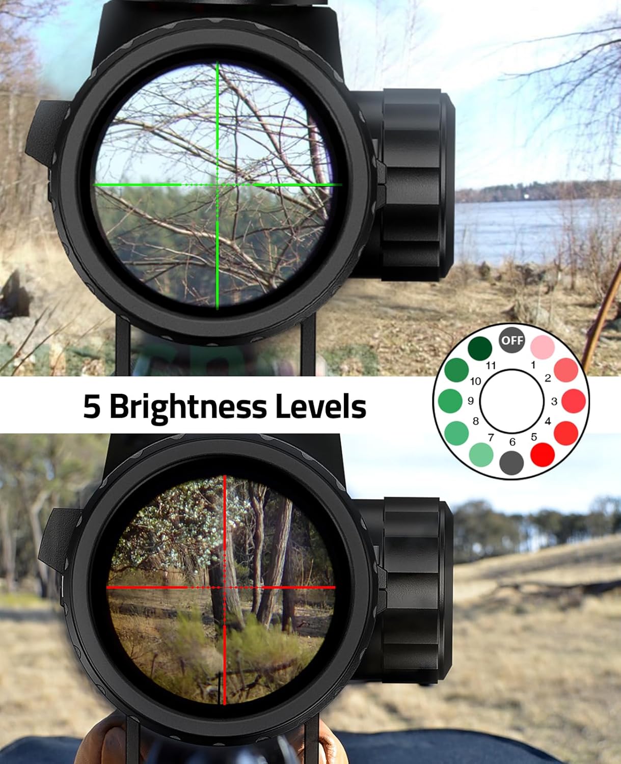 CVLIFE 3-9x40 Rifle Scope, Red & Green Illuminated Optical Riflescope, 1 inch Tube Scope for Hunting with Mounts - Image 2