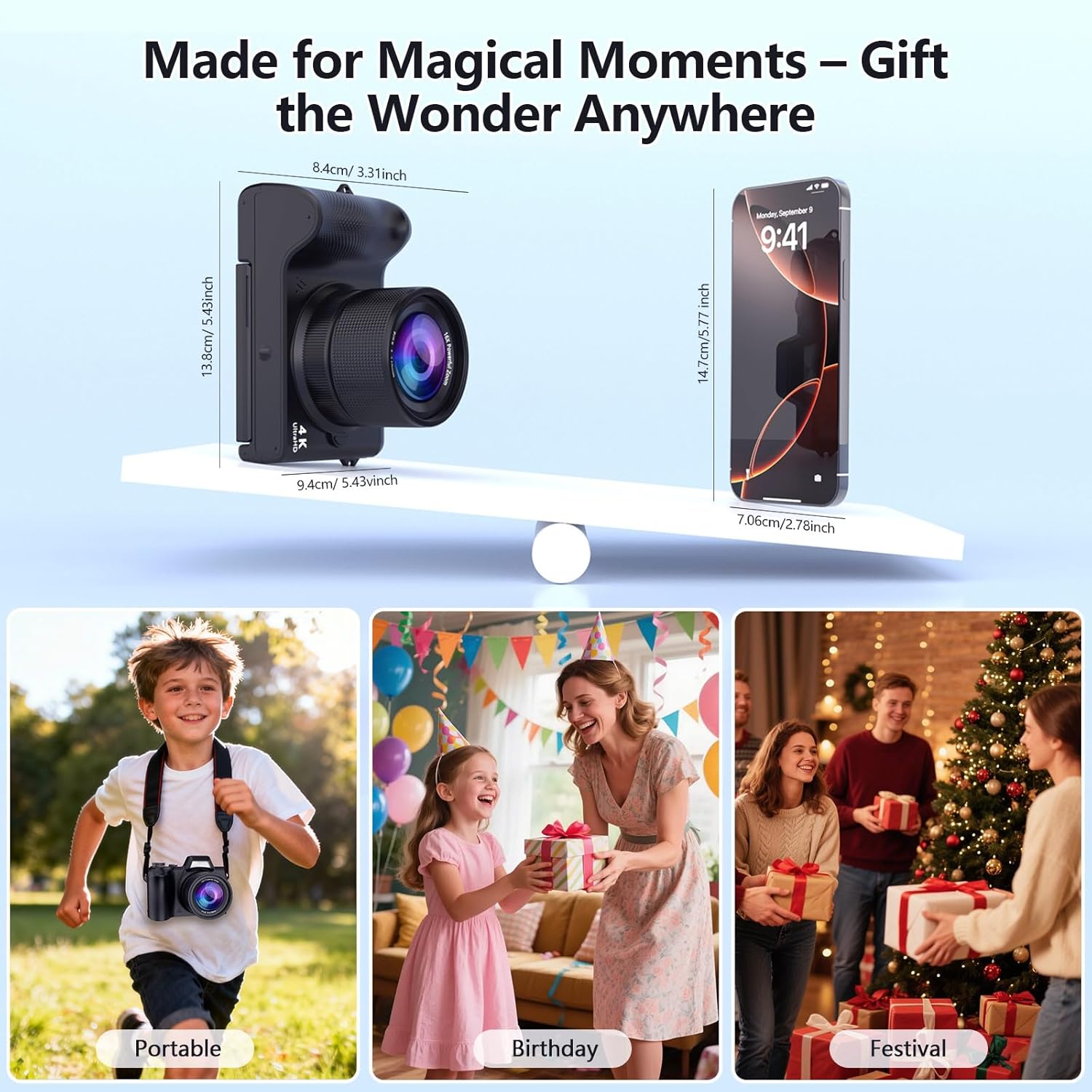 4K Digital Camera for Photography & Vlogging, 56MP Point and Shoot Digital Cameras with 180° Flip Screen, 16X Zoom Compact Travel Camera, Portable Cámara for Adults & Beginners with 32GB SD Card - Image 7