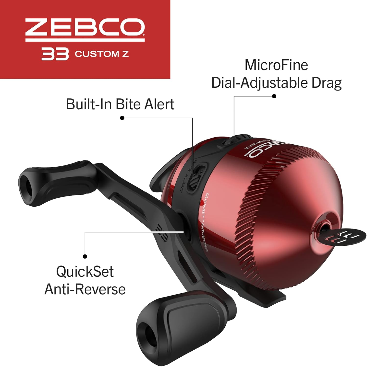 Zebco 33 Custom-Z Spincast Reel and 2-Piece Fishing Rod Combo, 6-Foot Fiberglass Rod with Split-Grip EVA Handle, Quickset Anti-Reverse Fishing Reel with Bite Alert - Image 4