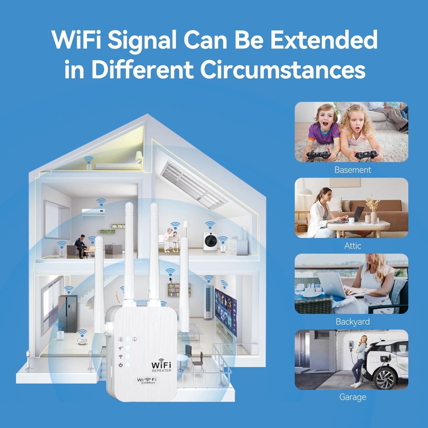 WiFi Extender,WiFi Extender Signal Booster for for Home & Outdoor,Device Servers Covers Up to 6000 Sq. ft and 35 Devices,Internet Booster, - Image 4