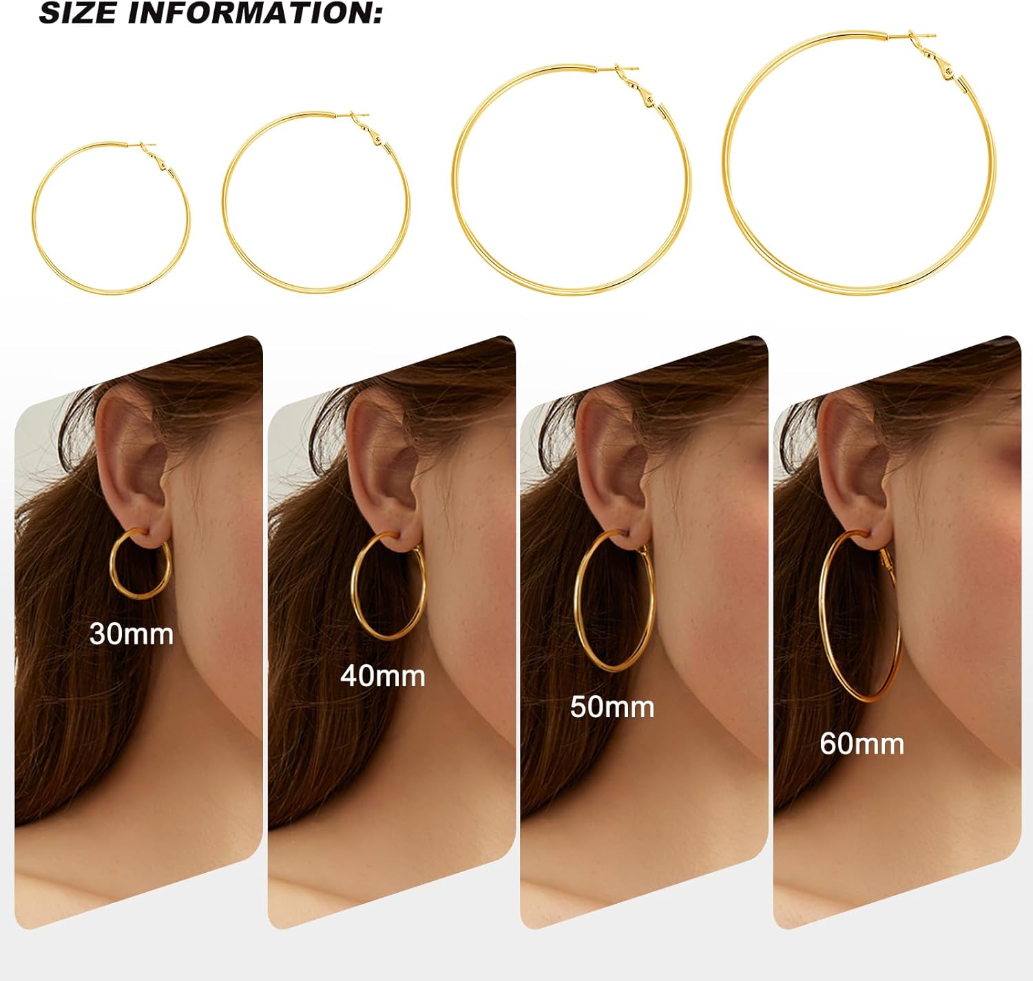 4 Pairs Silver Gold Hoop Earrings for Women | 14K Gold Plated Hoop Earrings Set Hypoallergenic Earring Lightweight Dangle Earrings Set - Image 2