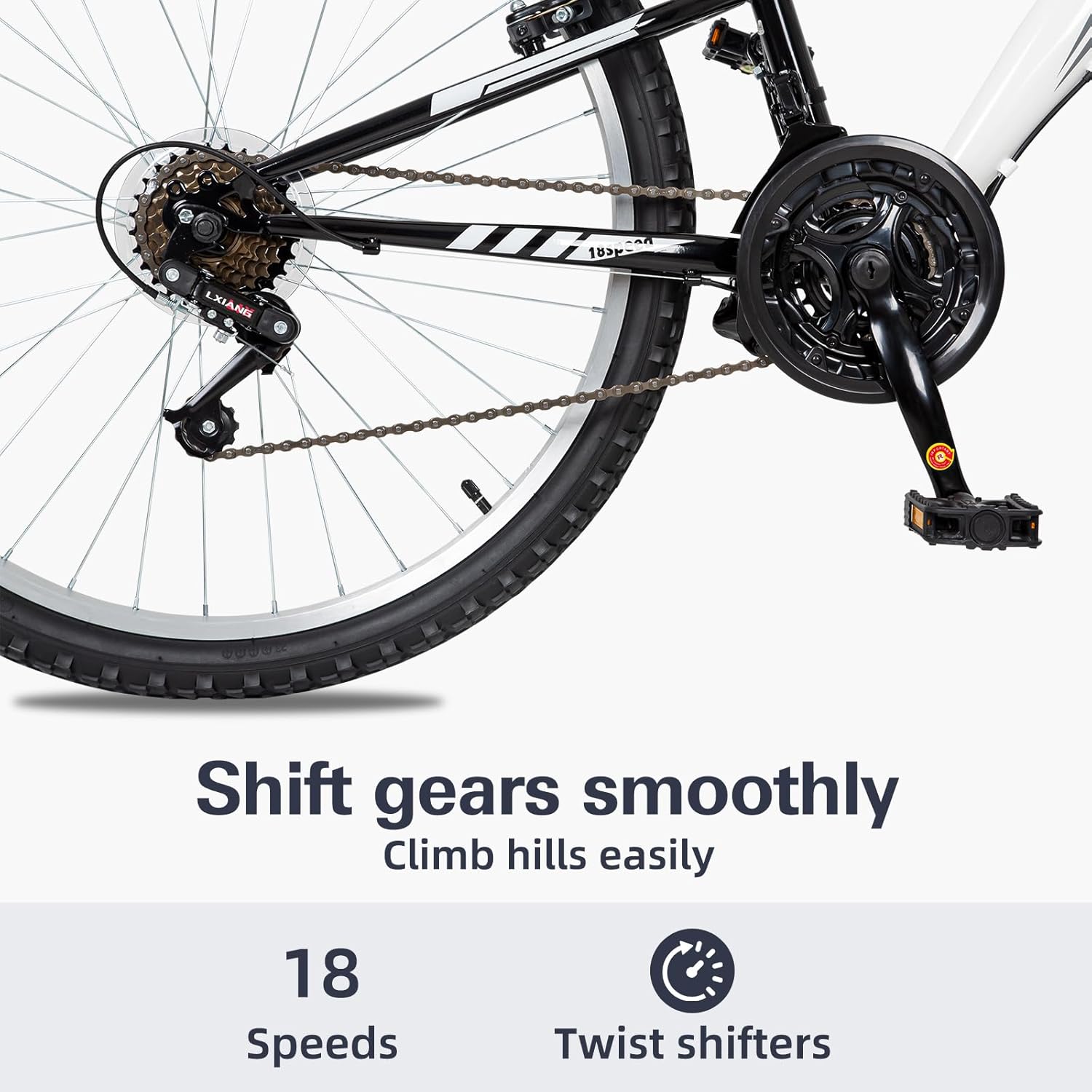 WEIZE Mountain Bike, 26/27.5 inch Outdoor Cycling Bike,18-Speed/High-Carbon Steel/Dual Full Suspension, Adjustable Ergonomic Seat for Men Women Adult, MTB Bicycle with Suspension Fork,Sleek Colors - Image 3