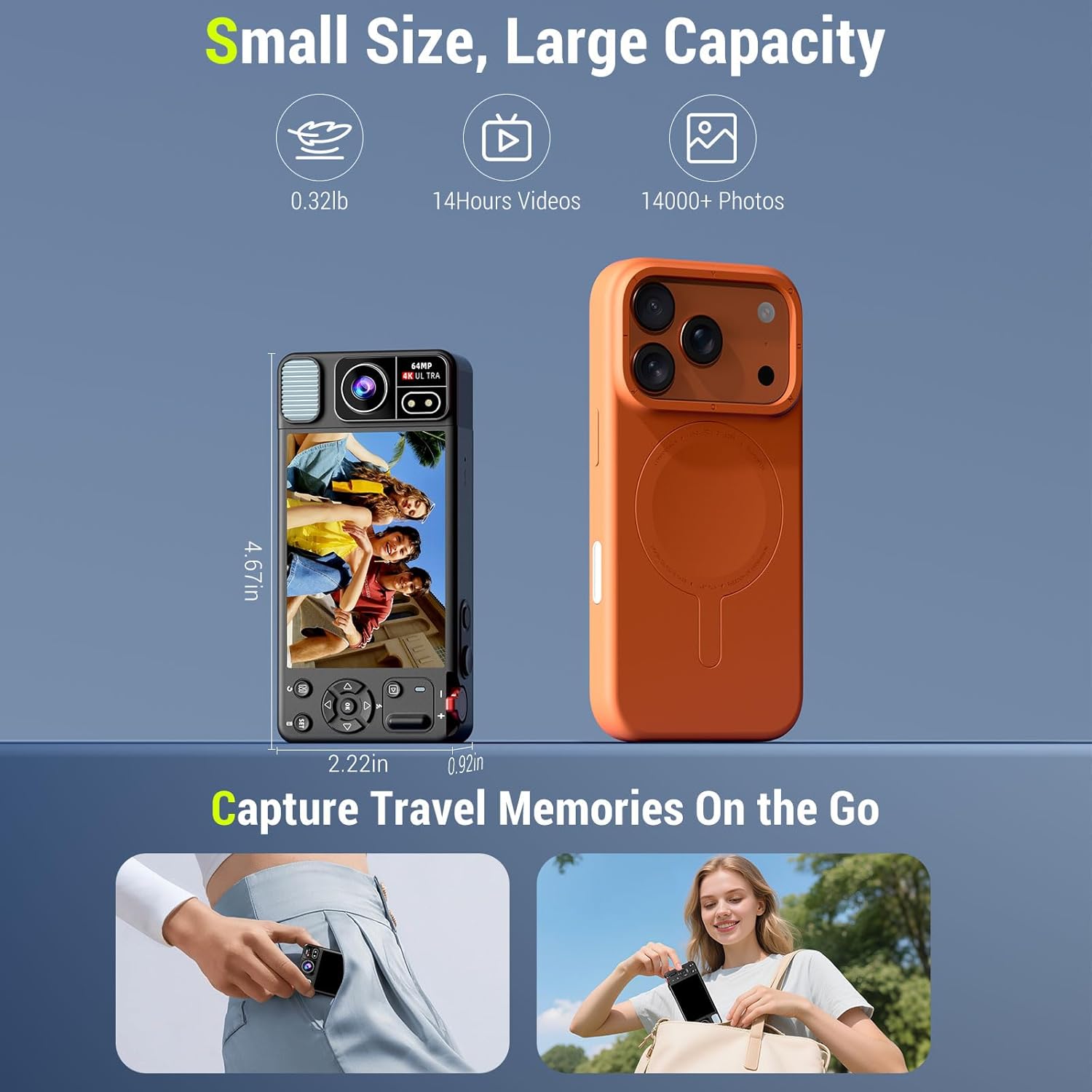 Digital Camera, 4K 64MP Cameras for Photography, 270°Flip Screen Vlogging Camera, Autofocus, Flash, 18X Zoom, 2 Batteries, 64GB Card, Point and Shoot Digital Cameras for Kids Teens, Black - Image 7